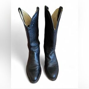 Vintage Abilene Black Leather Cowboy Boots Made in USA Size 10 Western Boots